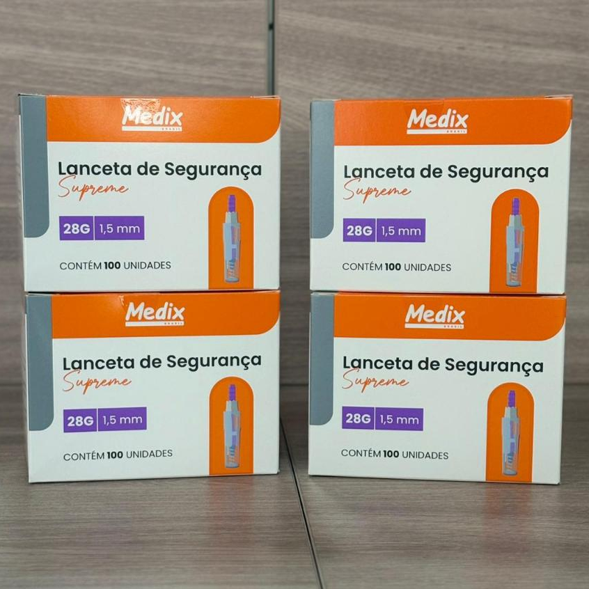 Kit 4 Cxs Lanceta de Segurança Supreme 28G – 400 unidades - Medix