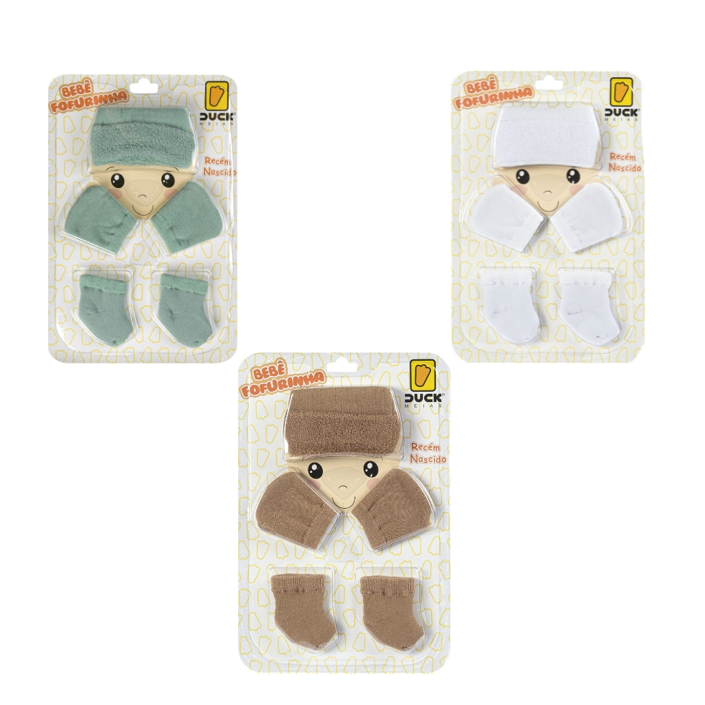 3 Kit Bebe Toca Luva E Meia Conjunto Recém Nascido Kit Saida Maternidade Menino