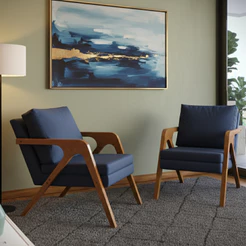 Kit 2 Poltronas Estofada Veludo Decorativa Mona Luxo Pés De Madeira Maciça Sala Estar Recepção - AV
