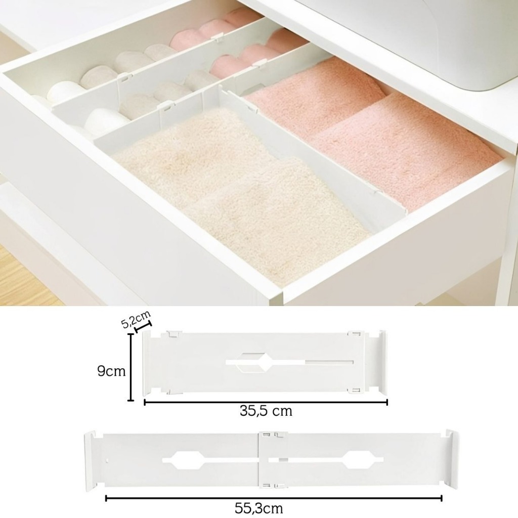 Kit 12 Organizador Divisoria De Gavetas Ajustavel Branco em Oferta na Shopee