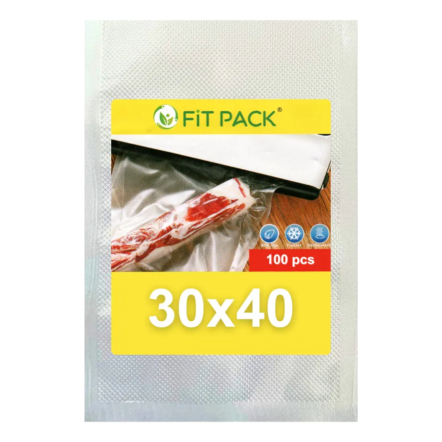 100 Sacos A Vácuo 30x40 cm com Ranhuras para Seladora Embalagem Gofrada - FIT PACK