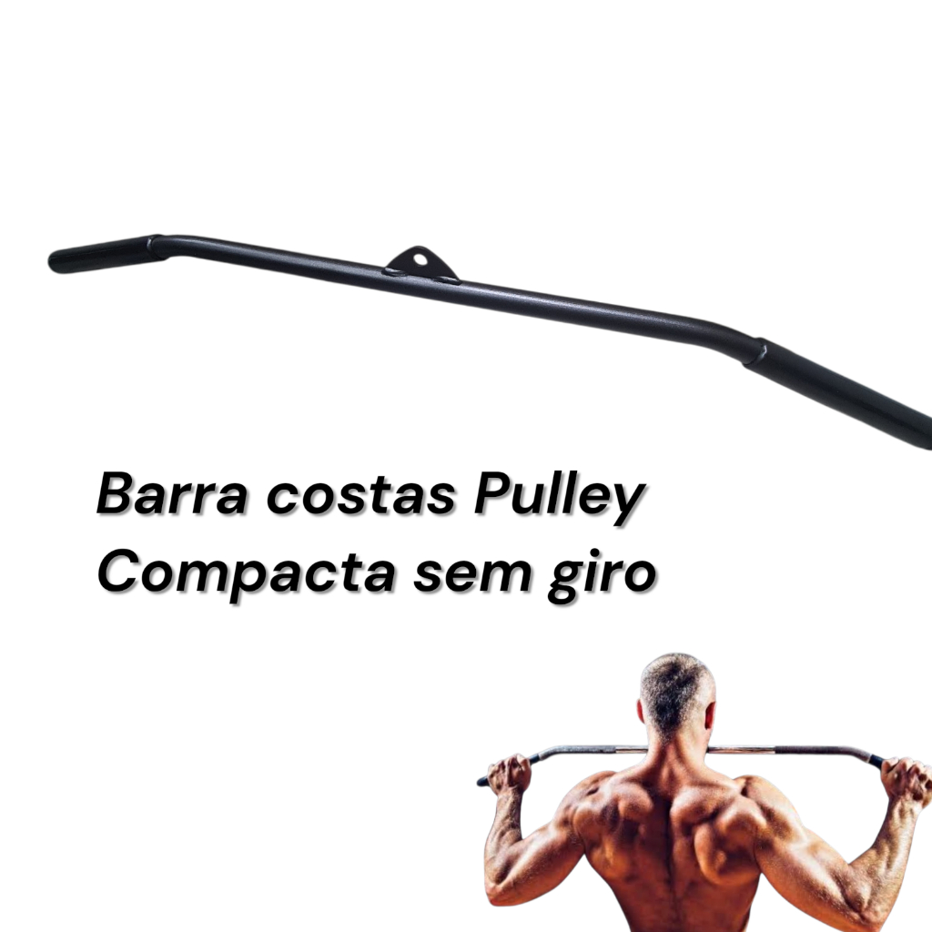 Barra puxador costas pulley compacta 98 cm sem giro academia musculação