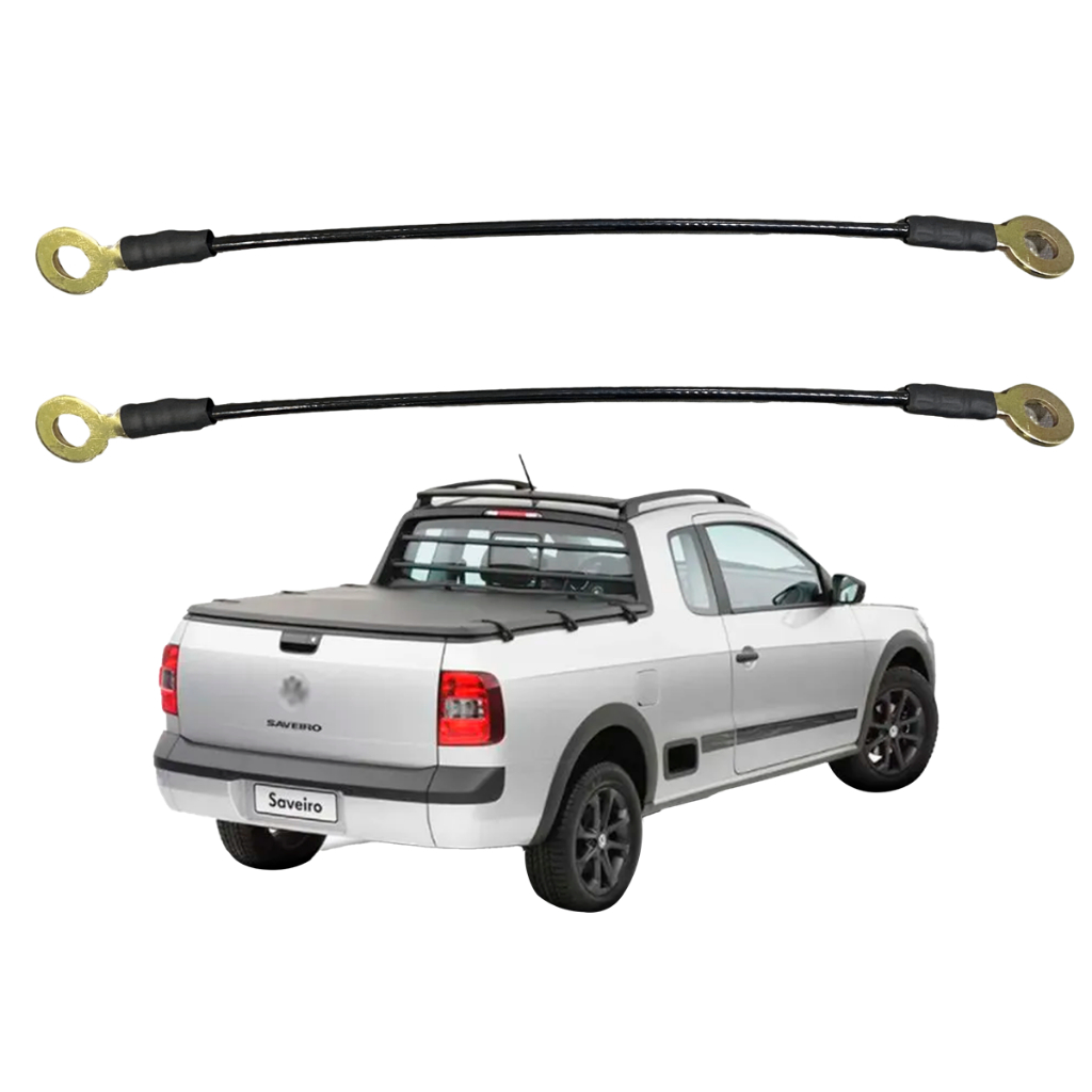 Par Cabo De Aço Tampa Traseira Caçamba Resistente Padrão Volkswagen Saveiro G5 G6 G7 2008-2022