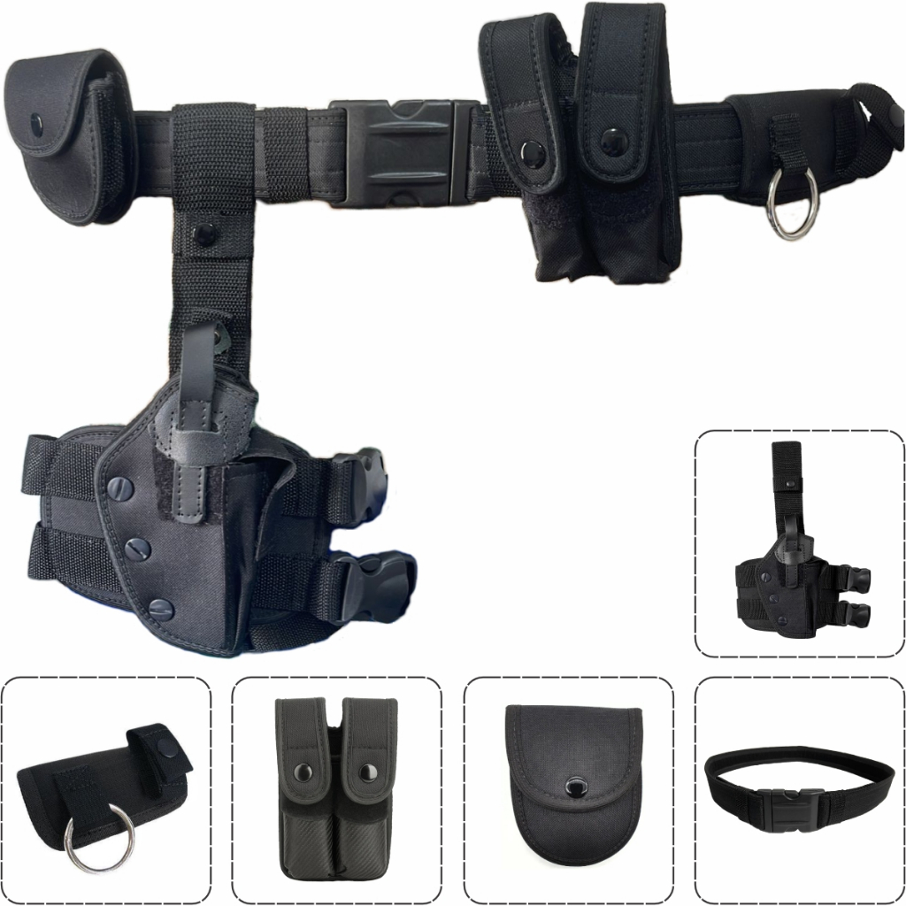 Kit Coldre de Perna + Cinto Tático + Porta Carregador de Pistola + Porta Tonfa + Porta Algema