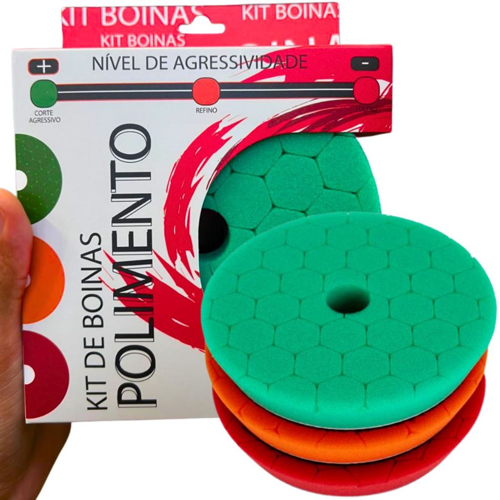 Kit 3 Boinas Para Polimeto Automotivo Corte Agressivo Refino Lustro 5 Polegadas