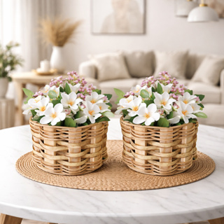 kit 2 Vasos de Palha com Mini Margarida Artificial Diversas Cores decorativo rustico casa jardim em Oferta na Shopee