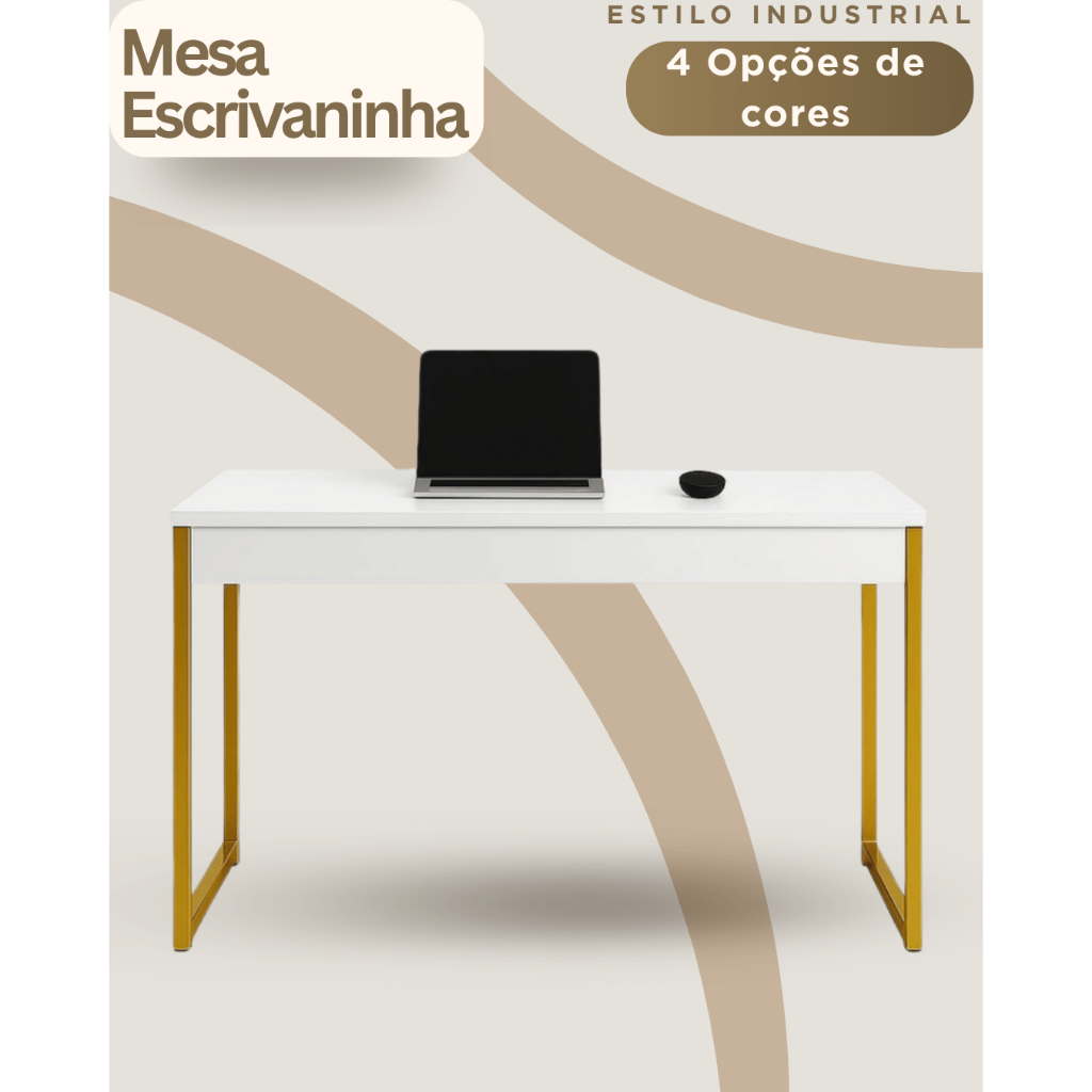 Mesa Escrivaninha Estilo Industrial 90cm | Home Office, Estudos e Penteadeira em Oferta na Shopee