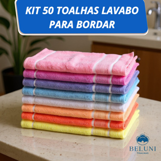 Kit 50 Toalhas Lavabo 28x48cm - Ideal Para Bordar Ponto Cruz Academia Escola Fabricação Própria em Oferta na Shopee
