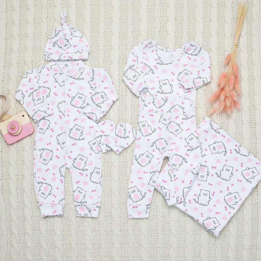 Saída de Maternidade Bebê Menina 6 Peças 100% Algodão Kit Completo Luxo Confortável