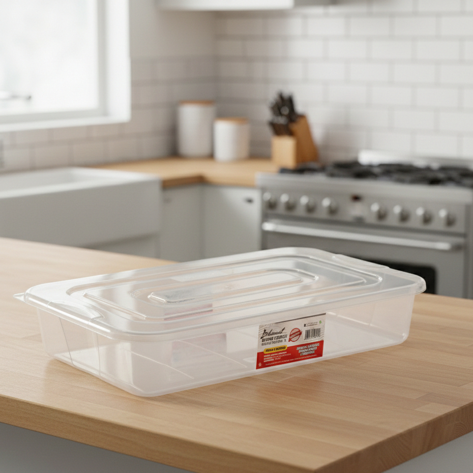 Bandeja Frigorífica 7L Transparente com Tampa – Organizador Multiuso para Geladeira e Freezer