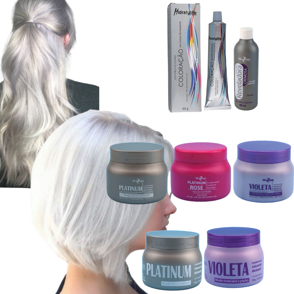 Kit Completo Mairibel 12.16 Loiro Platinado Cinza  + Ox 10/20/30/40 + Matizador | Platinado Intenso