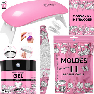 Kit Unha Gel Construtor Unhas Profissional – Molde F1 + Lixa + Mini Cabine UV/LED – Nail …