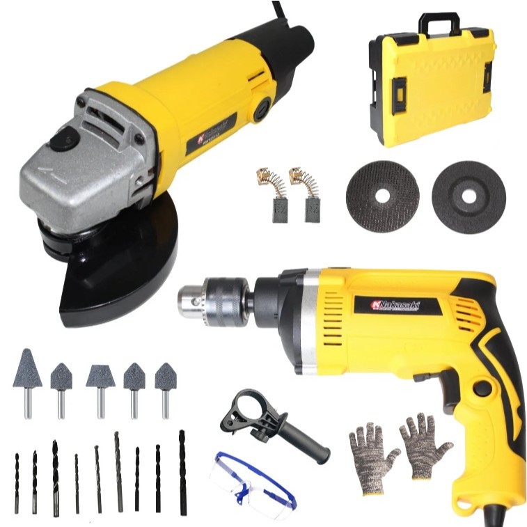 Kit Esmerilhadeira Angular Lixadeira + Furadeira Impacto 13mm Nakasaki 900w - Qualidade