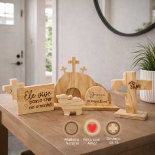 Decoração Páscoa Cruz Ele Vive Madeira Pinus Decorativa Fé Páscoa Gravada Laser em Oferta na Shopee