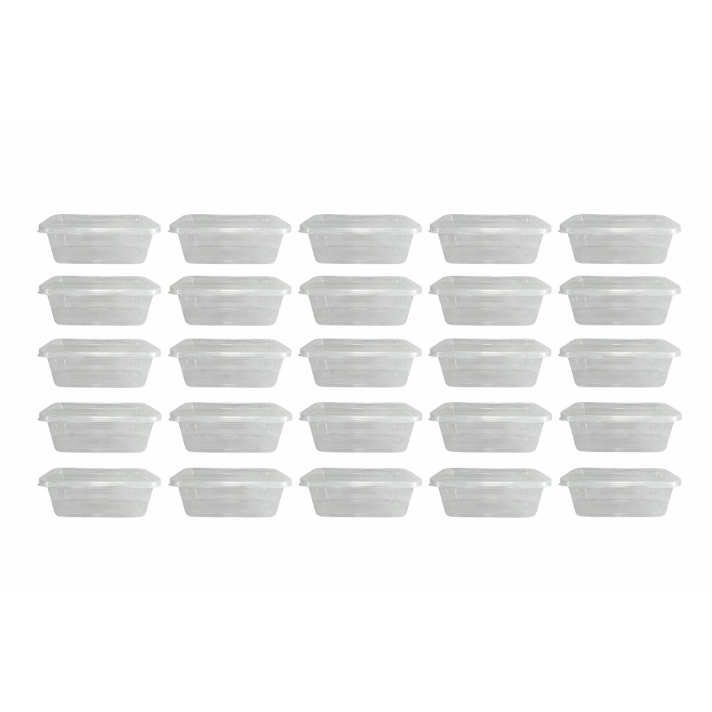 Kit Até 20 Potes Marmita Plástico 800ml Livre de BPA Microondas Freezer Transparentes Retangular