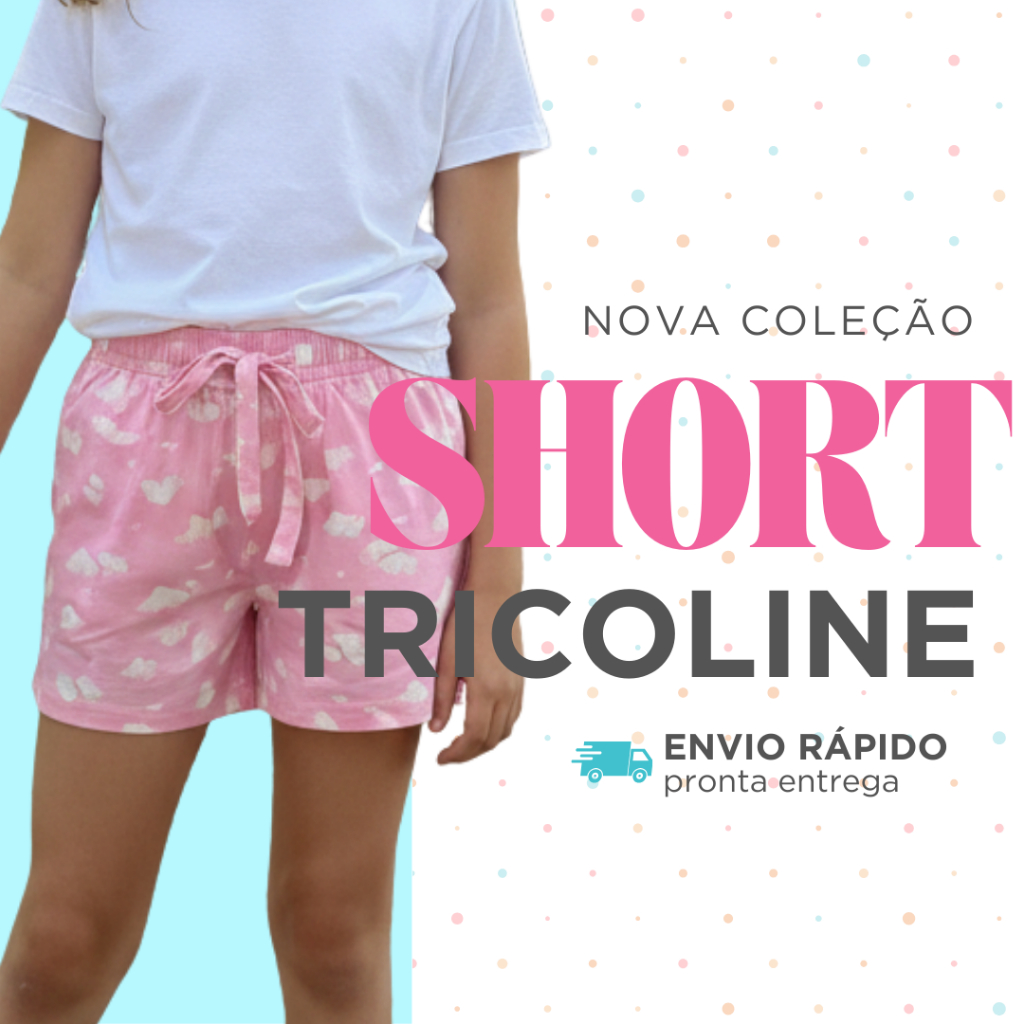 Short tricoline Infantil Feminino Estampado – Leve e Confortável
