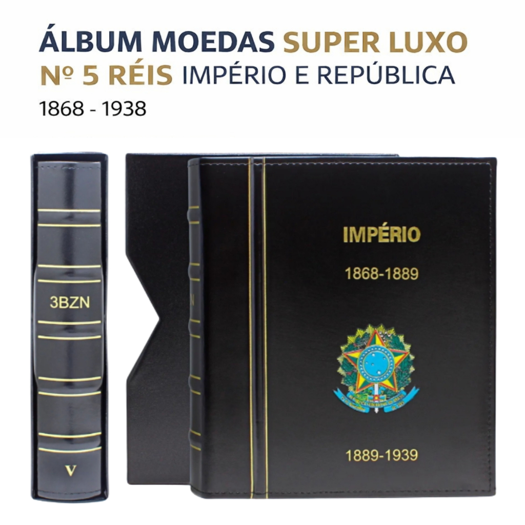 Álbum Moedas Super Luxo Nº 5 Réis Império e República 1868 - 1938