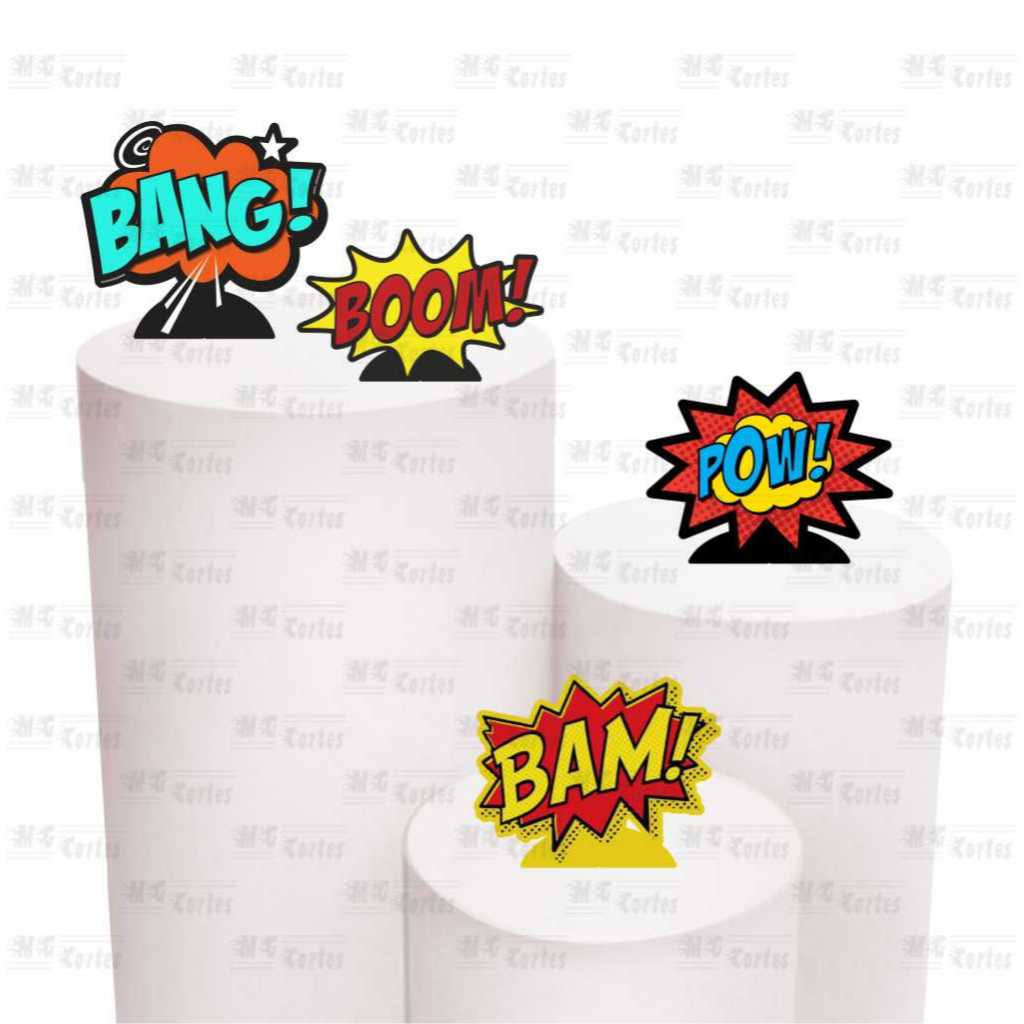 Kit de Display 4 de 20cm Totens para Decoração de Festa Placa de Efeito Heróis  MDF Cortado a Laser em Oferta na Shopee