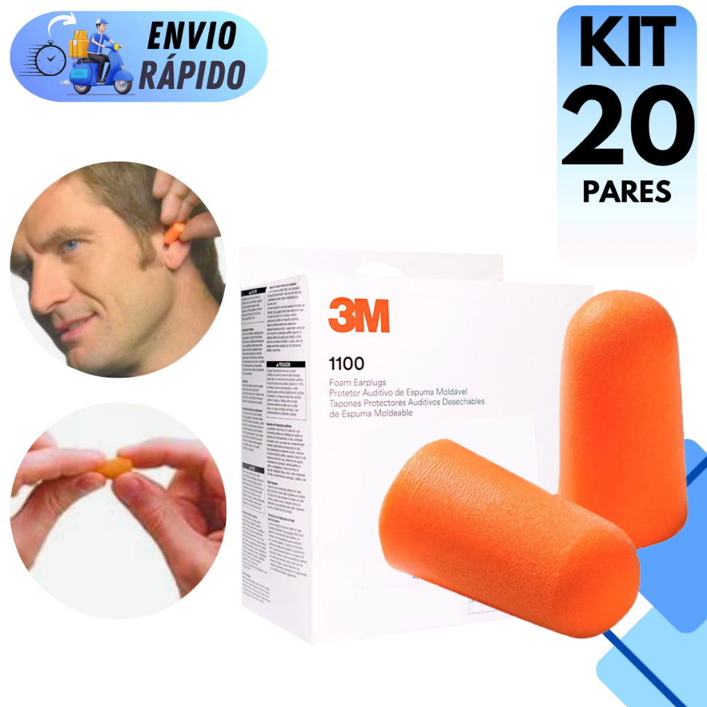 Imagem KIT 10 A 20 PROTETOR AURICULAR 3M PROTEÇÃO AUDITIVA PARA OUVIDO EXCELENTE VEDAÇÃO SEM CORDÃO