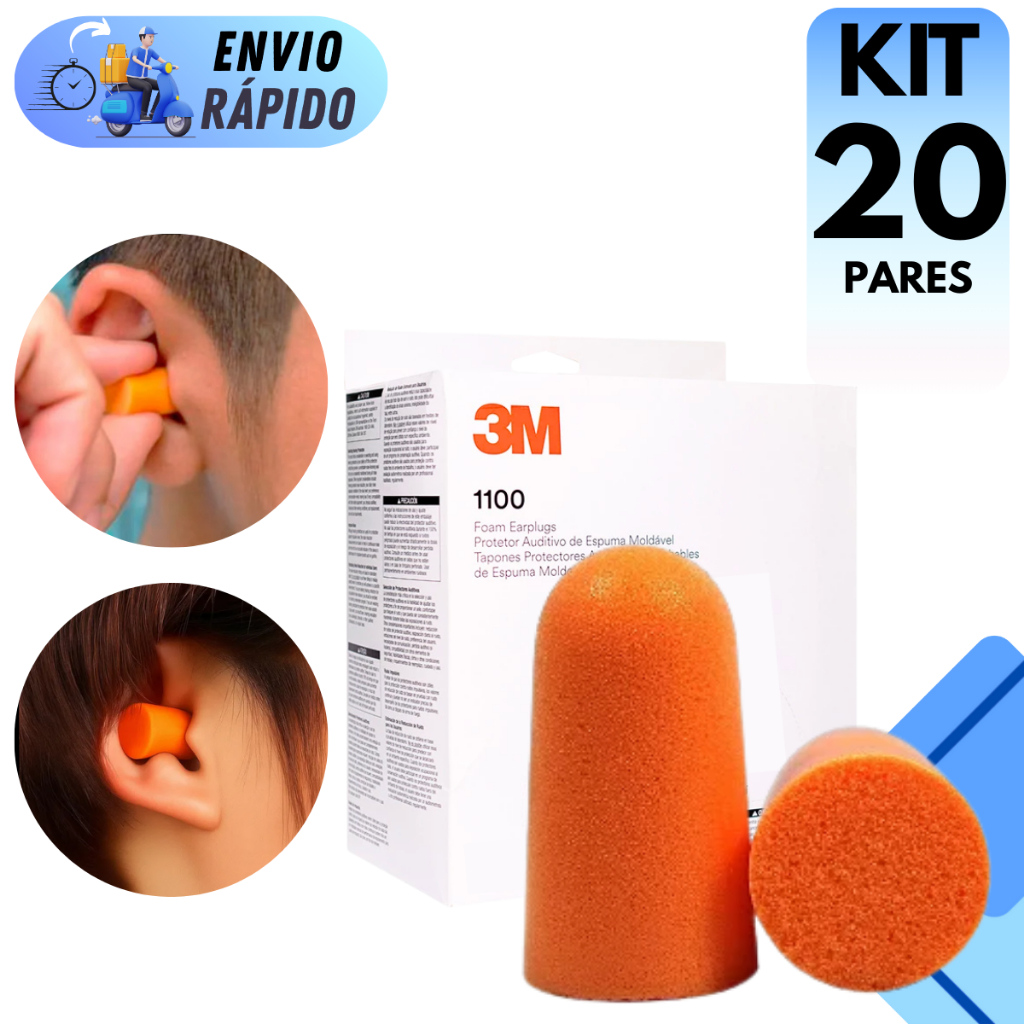 Imagem KIT 10 E 20 PROTETOR AURICULAR ESPUMA MACIA ABAFADOR DE RUÍDO 3M PARA OUVIDOS SEM CORDÃO PARA DORMIR