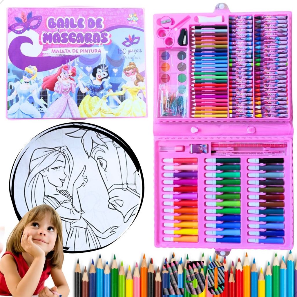 Maleta De Pintura Infantil - Estojo De Pintura Divertido Desenho Colorir 68pçs/150pçs/208pçs