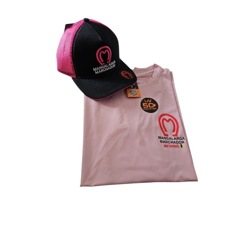 kit Camisa Mangalarga Marchador Rosa  + Boné Mangalarga Marchador Feminino.