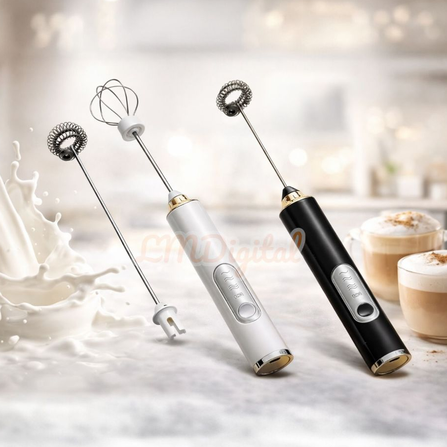 Kit 2 Batedor Misturador Mixer Elétrico  2 em 1  para Bebidas Leite Café Clara de Ovo Pratico e Leve