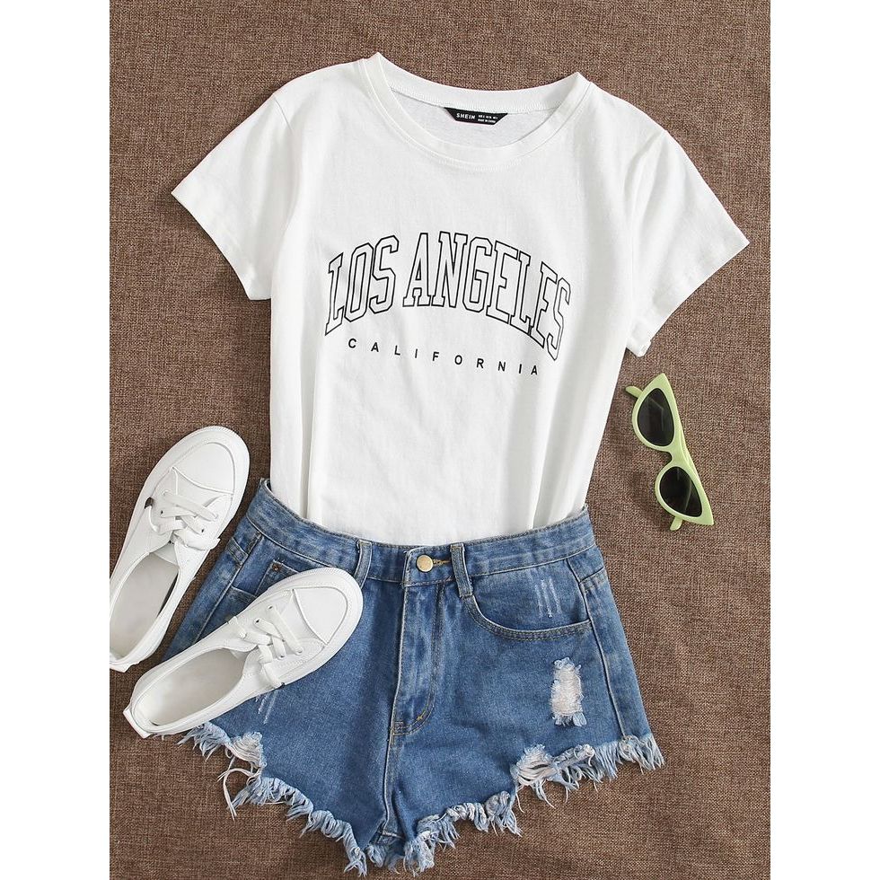 Camiseta Feminina Los Angeles Califórnia – T-Shirt Algodão Estilo College Casual Urbana Inspired Los Angeles