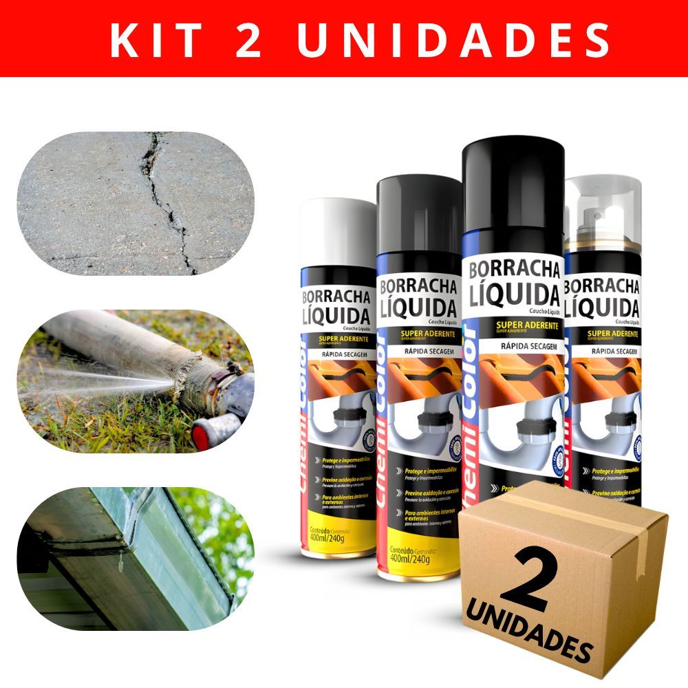 Kit 2 Spray Borracha Líquida Chemicolor 400ml Vedação Impermeável em Oferta na Shopee