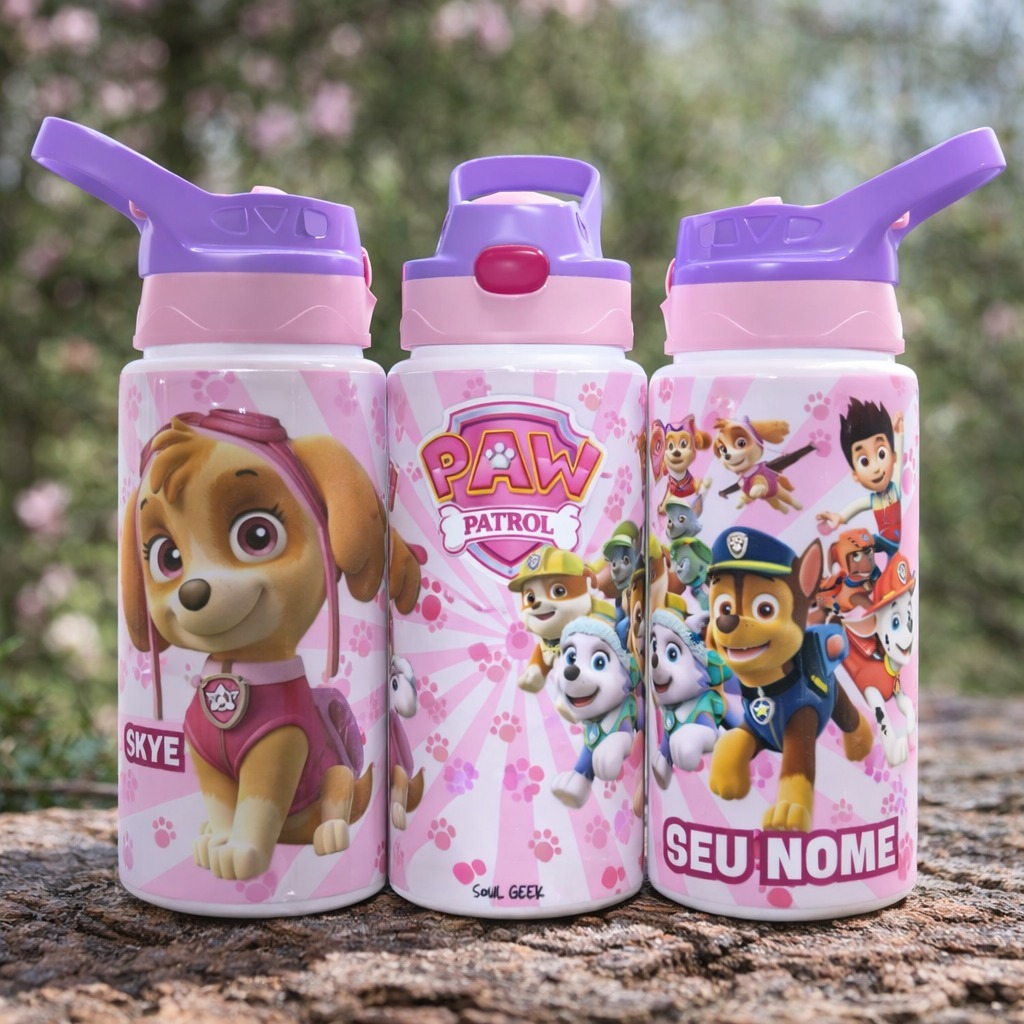 Garrafa Infantil Patrulha Canina Personalizada Com Seu Nome Térmica ou de Alumínio em Oferta na Shopee