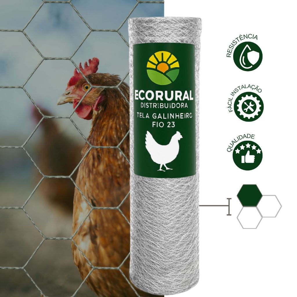 Tela Galvanizada Galinheiro Fio 23 1,20x50 Metros Malha Hexagonal - NOVIDADE em Oferta na Shopee