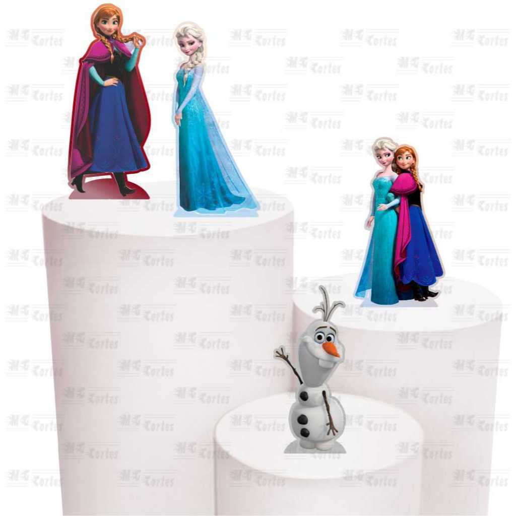 Kit de Display 4 de 20cm Totens para Decoração de Festa Frozen 1 em MDF Cortado a Laser