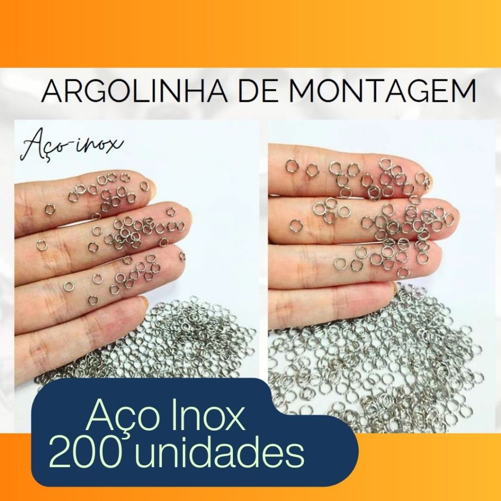 Argolinha de Montagem em Aço Inox 3,5 e 4,5 mm - 200 unidades em Oferta na Shopee