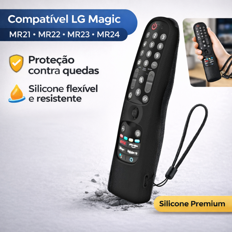 Capinha De Silicone Para Controle Remoto Tv Lg Smart Magic Preto