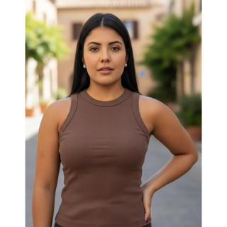 Regata Básica De Alça Em Ribana Canelada Premium Moda Feminina Em Várias Cores em Oferta na Shopee