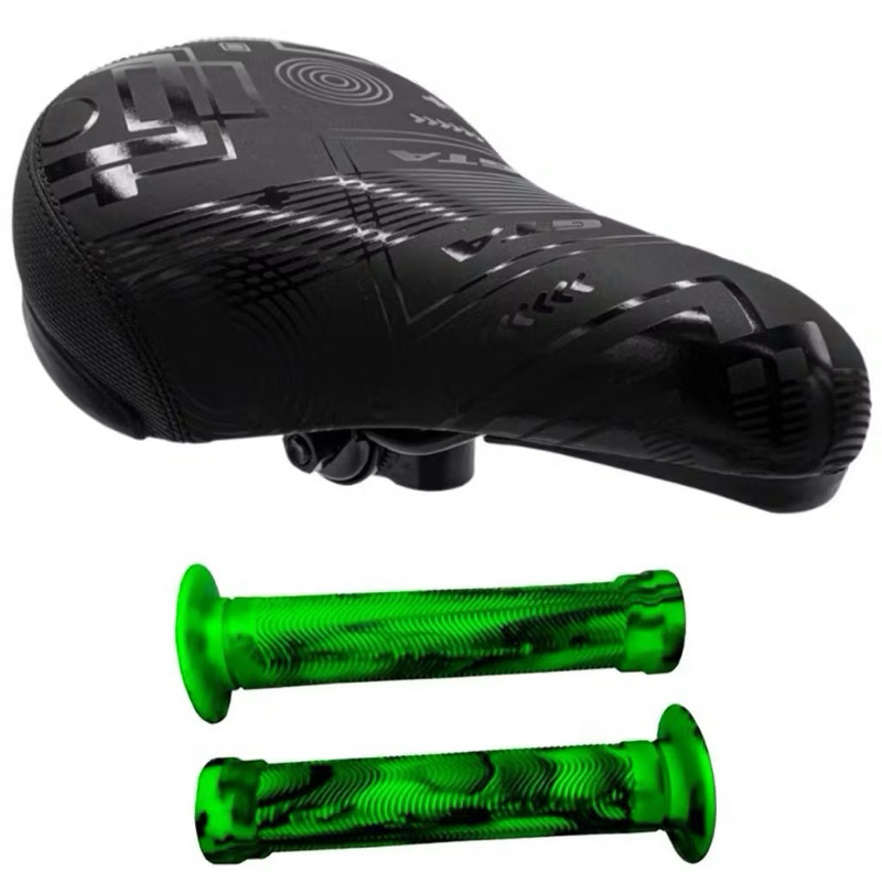 Banco Selim Gta Bmx Bicicleta Bike Macio Preto Confortável + Manopla COM FLANGE Gios Bmx Freeride DH Punho Gios 165mm