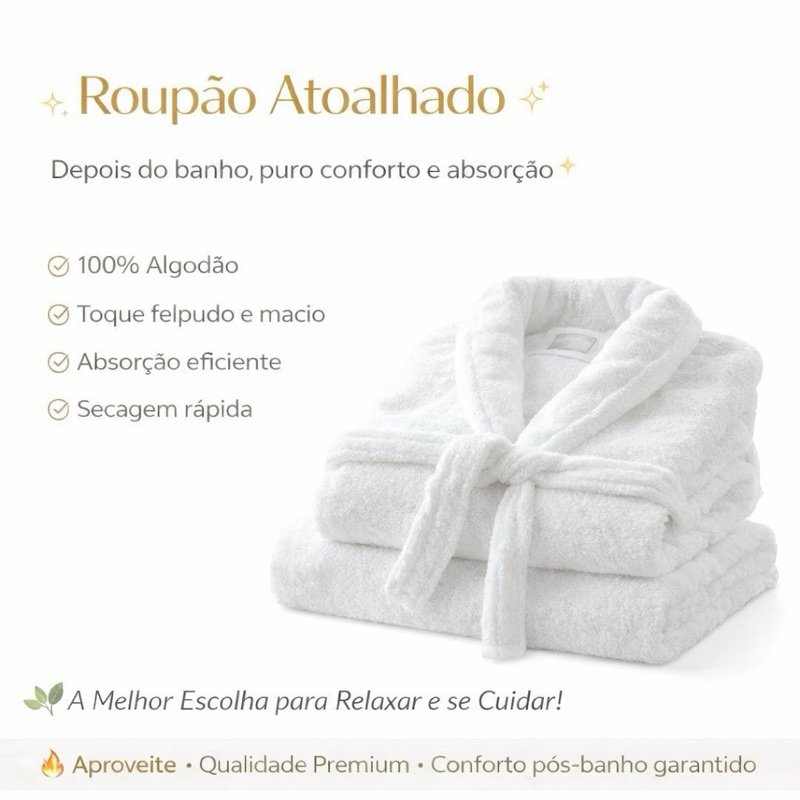Roupão deLuxo Atoalhado 100% Algodão Masculino Feminino Unissex em Oferta na Shopee