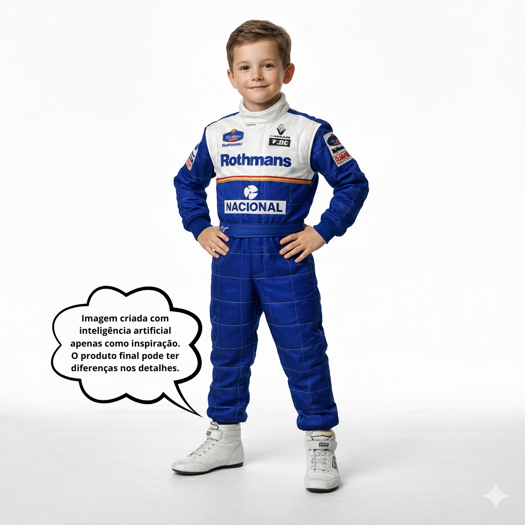 Fantasia piloto macacão infantil f1 willians carros em Oferta na Shopee