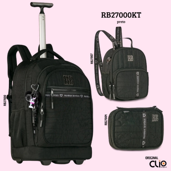 Kit Escolar mochila com Rodinhas RB27000 Rebecca Bonbon – Mochila, Lancheira e Estojo