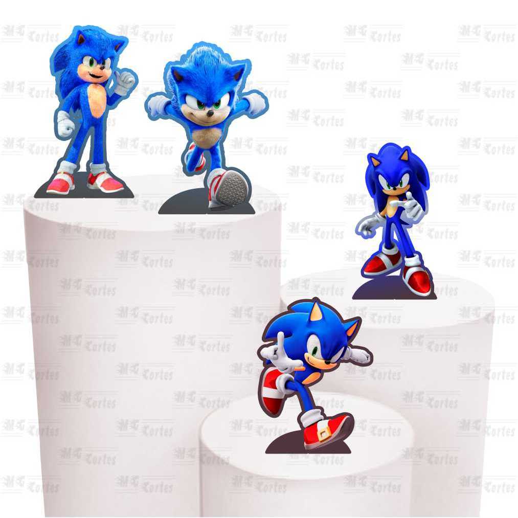 Kit de Display 4 de 20cm Totens para Decoração de Festa sonic em MDF Cortado a Laser em Oferta na Shopee