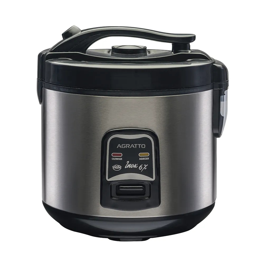 Panela Elétrica de Arroz Inox e Visor Com Vaporeira Agratto 6 Xícaras PAI6X 110v