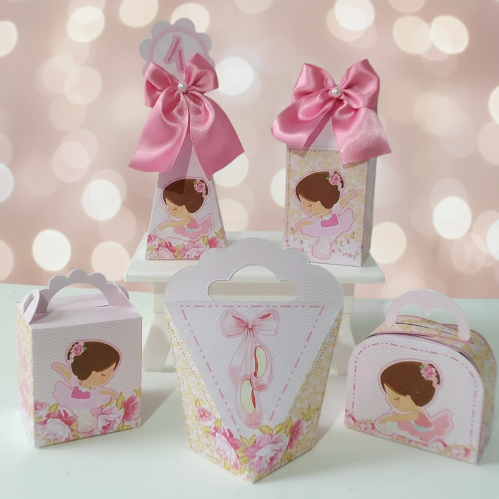 Kit Lembrancinhas Bailarina Envio Rapido| Caixas Personalizadas para Festa Infantil | Decoração Aniversário Menina