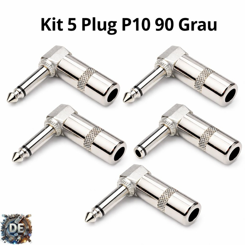 kit 5 Plug P10 Metal Mono Profissional 90 Graus
