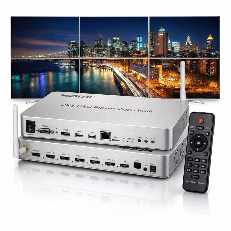 Vídeo Wall 2x3 Usb Hdmi 6 Telas Monitores 4k 60hz