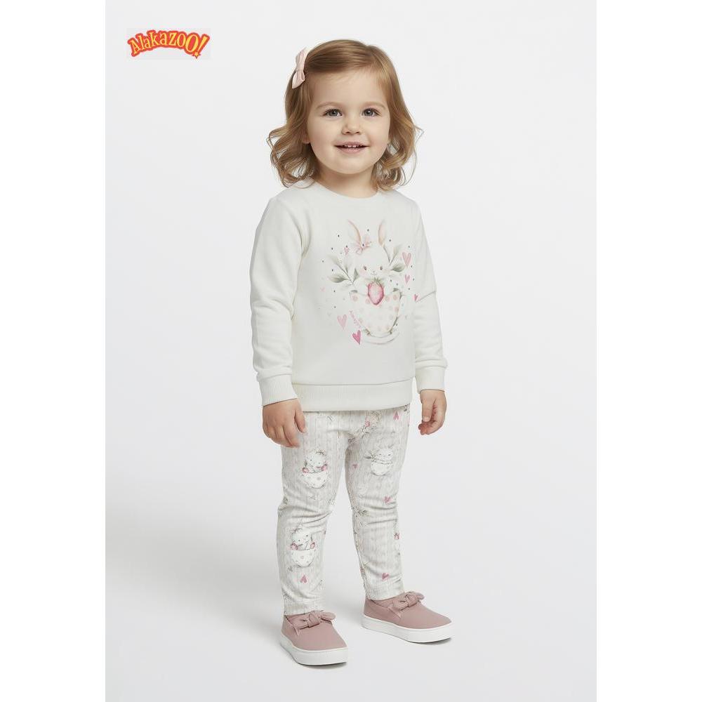 Conjunto Infantil Peluciado Alakazoo Menina Moletom Estampado Blusa + Calça Confortável