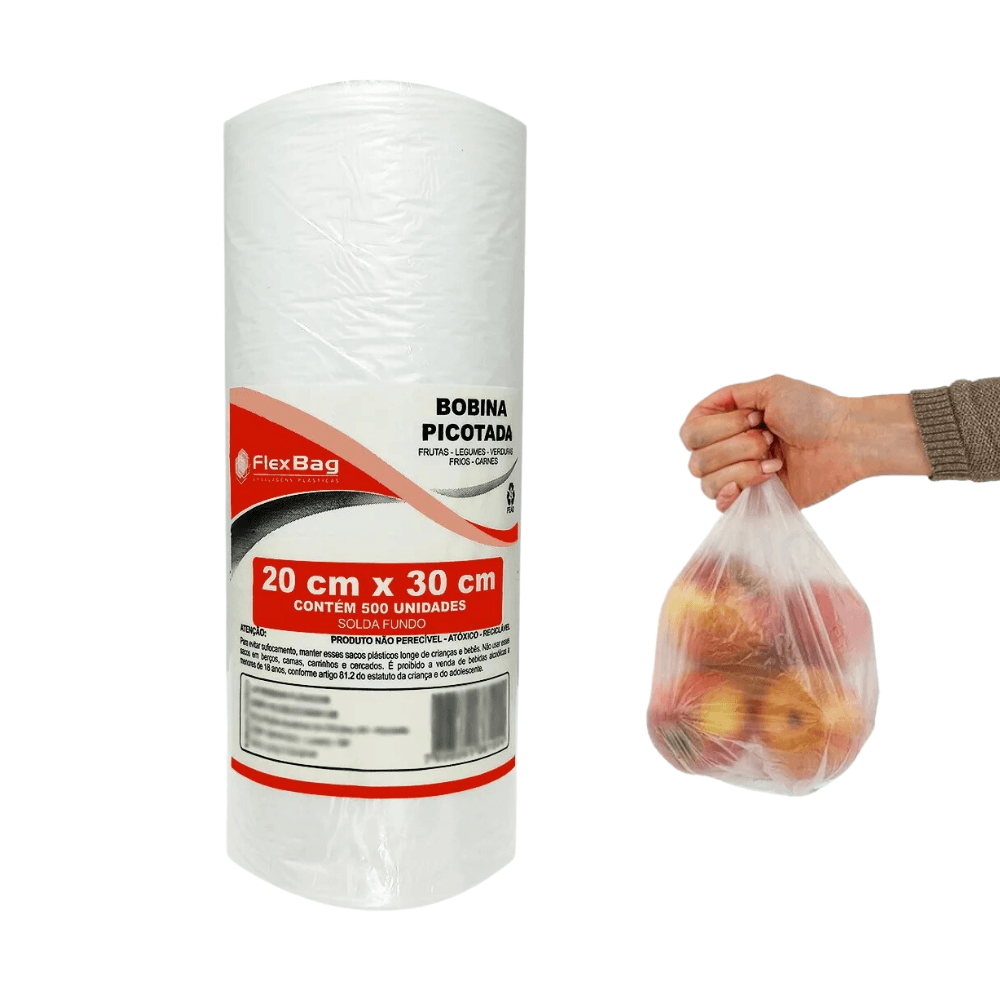 Bobina Picotada Saco Plástico de Mercado 20x30 c/ 500 Unidades 1 Kg em Oferta na Shopee