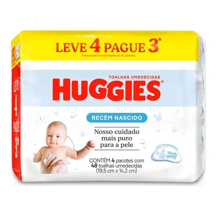 Kit Lenço Umedecido Infantil Huggies Recém-nascido 192 Unid em Oferta na Shopee