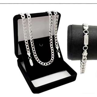 [KIT TIPO Conjunto requintado de colar e pulseira masculina]  banhado a prata 925, com mais de 60 cm em Oferta na Shopee