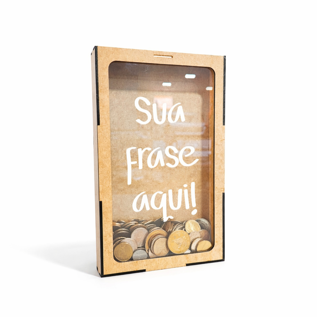 Cofre Quadro em MDF Com Visor Personalizado Acrílico Decorativo