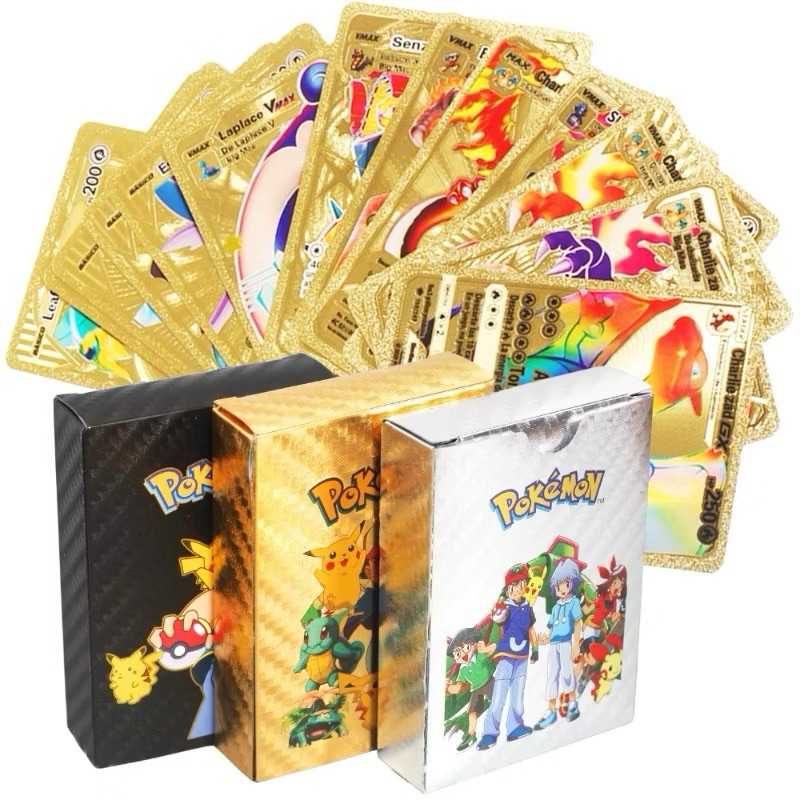 555 PCS Cartões Pokemon Metal Gold Vmax GX Energy Card Charizard Pikachu Coleção Rara Treinador De Batalha Lote Booster